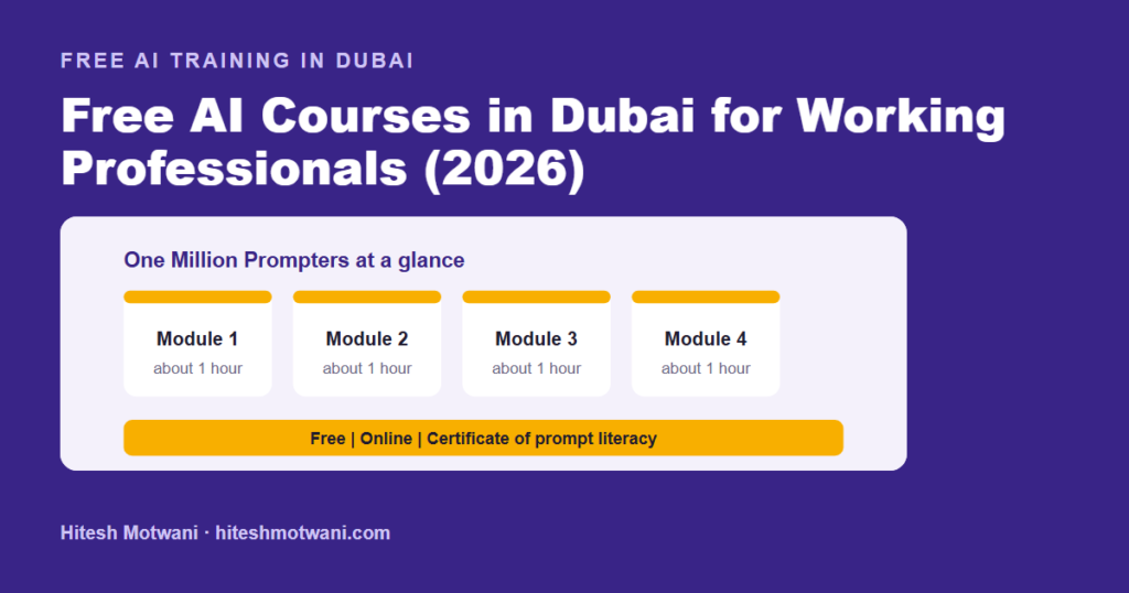 Free AI courses in Dubai for working professionals: One Million Prompters, Dubai Culture e-Learning and AI+
