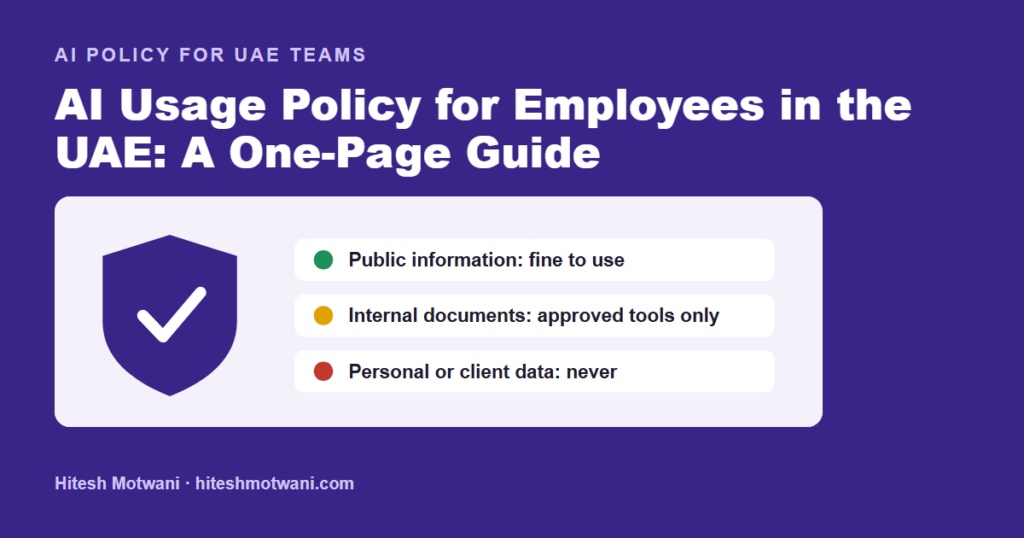 AI usage policy for employees in the UAE: traffic-light data rule for public, internal and personal data